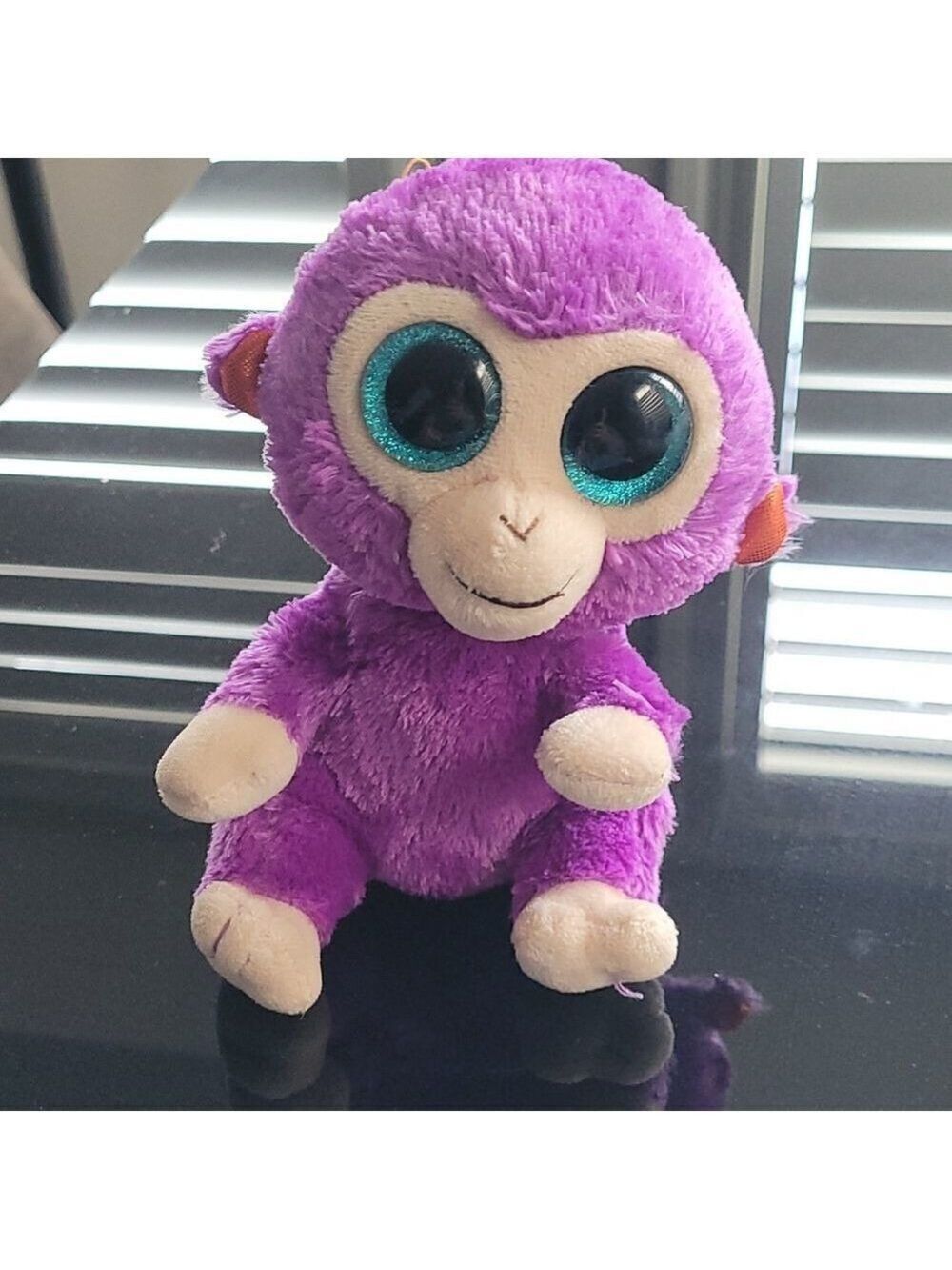 ๐
บ2015 Ty Beanie Boos - Grapes The Purple Monkey 6" Plush Glitter Eyes Retired
